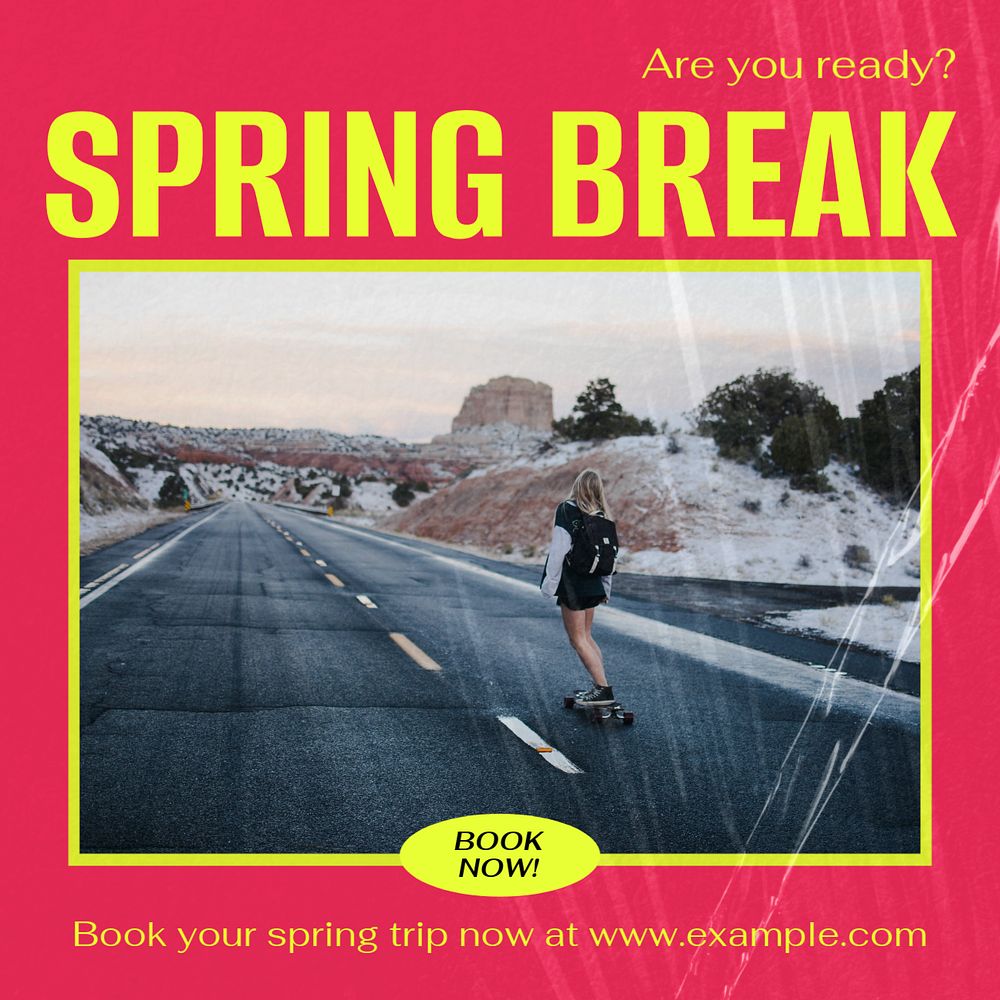 Spring break Instagram post template, editable social media ad