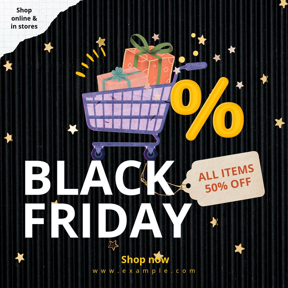 Black Friday Instagram post template, editable design