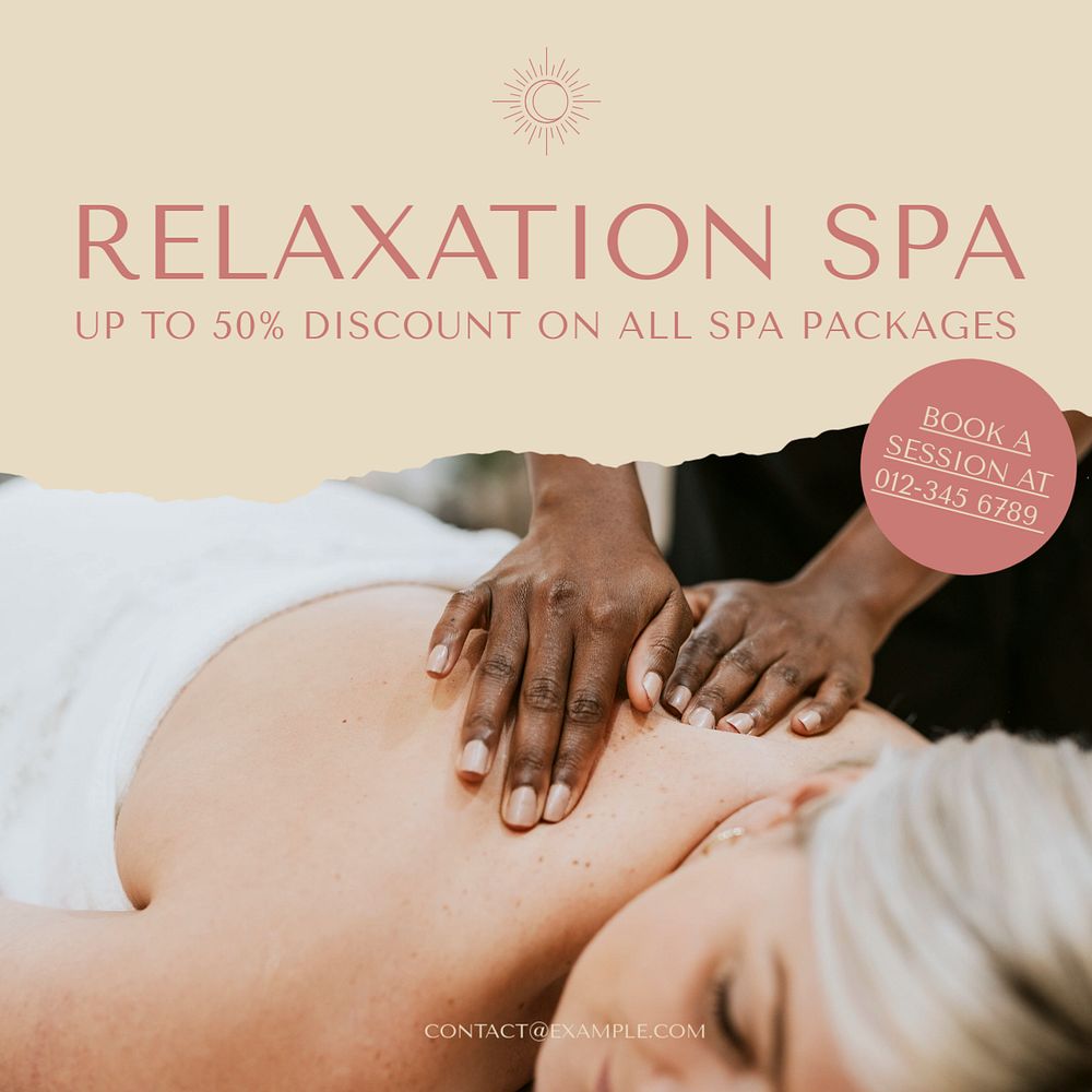 Relaxation spa Instagram post template, editable social media ad