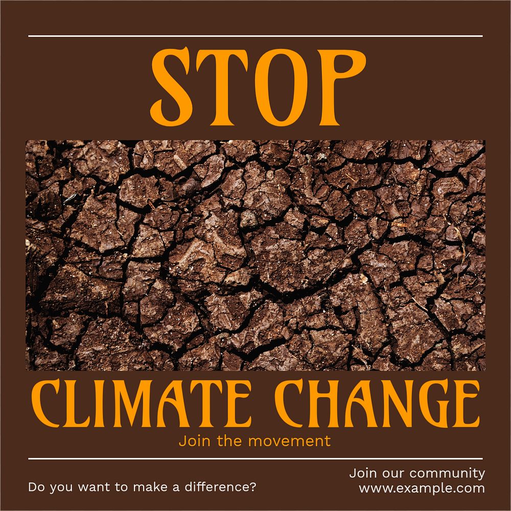 Stop climate change Instagram post template, editable social media ad