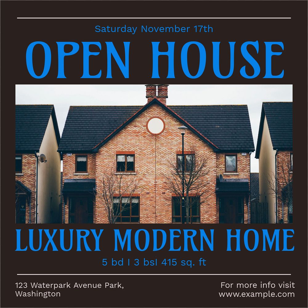 Open house Instagram post template, editable social media ad