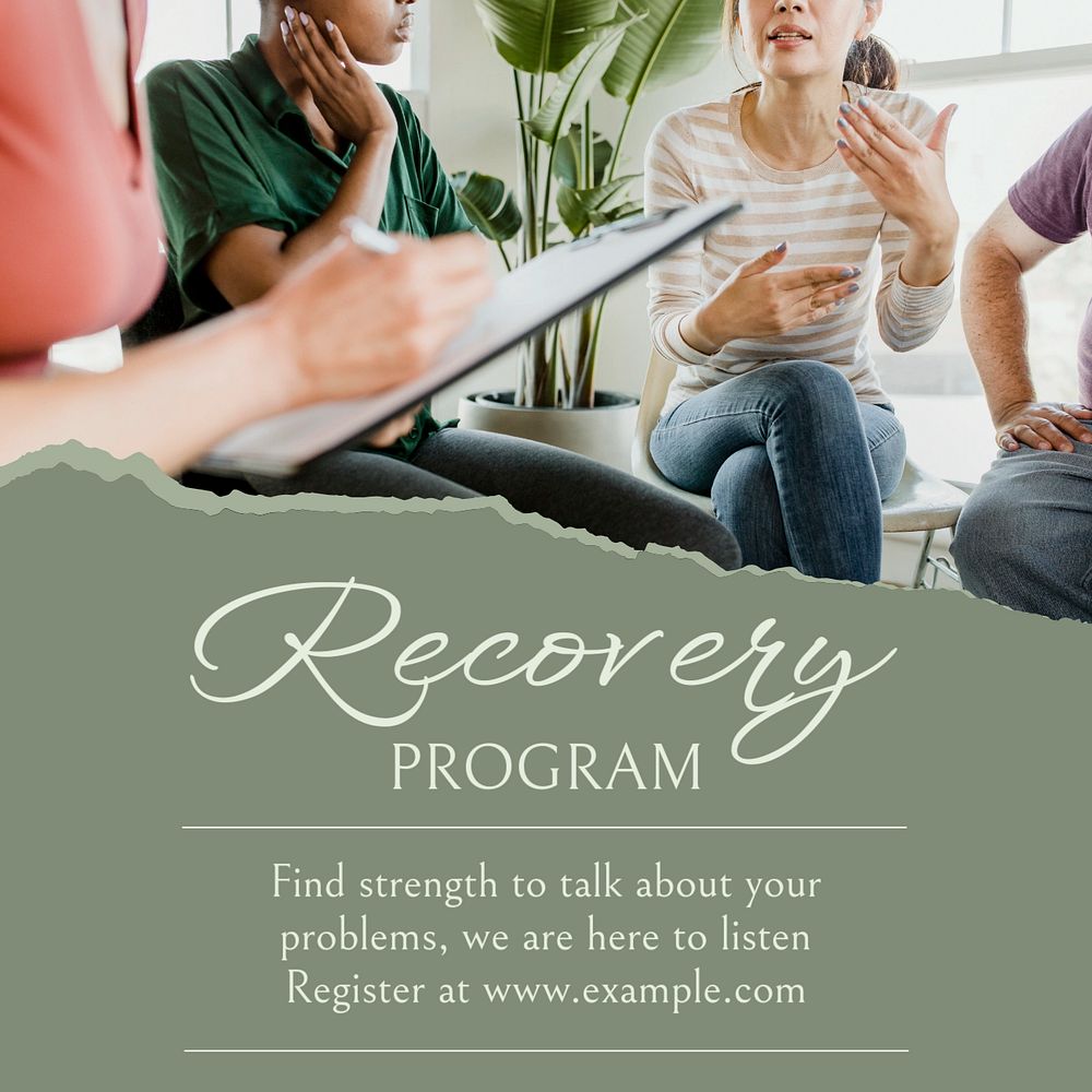 Recovery program Instagram post template, editable social media ad