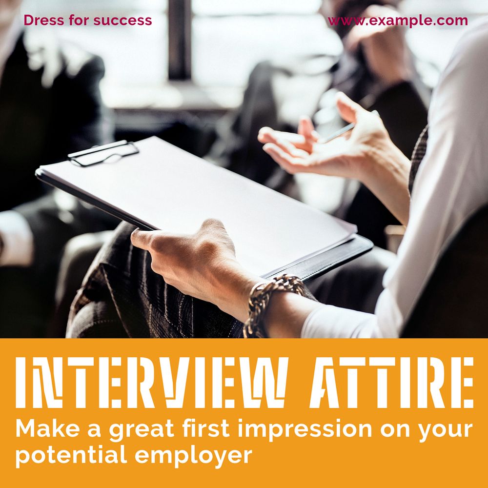 Interview attire Instagram post template, editable social media ad