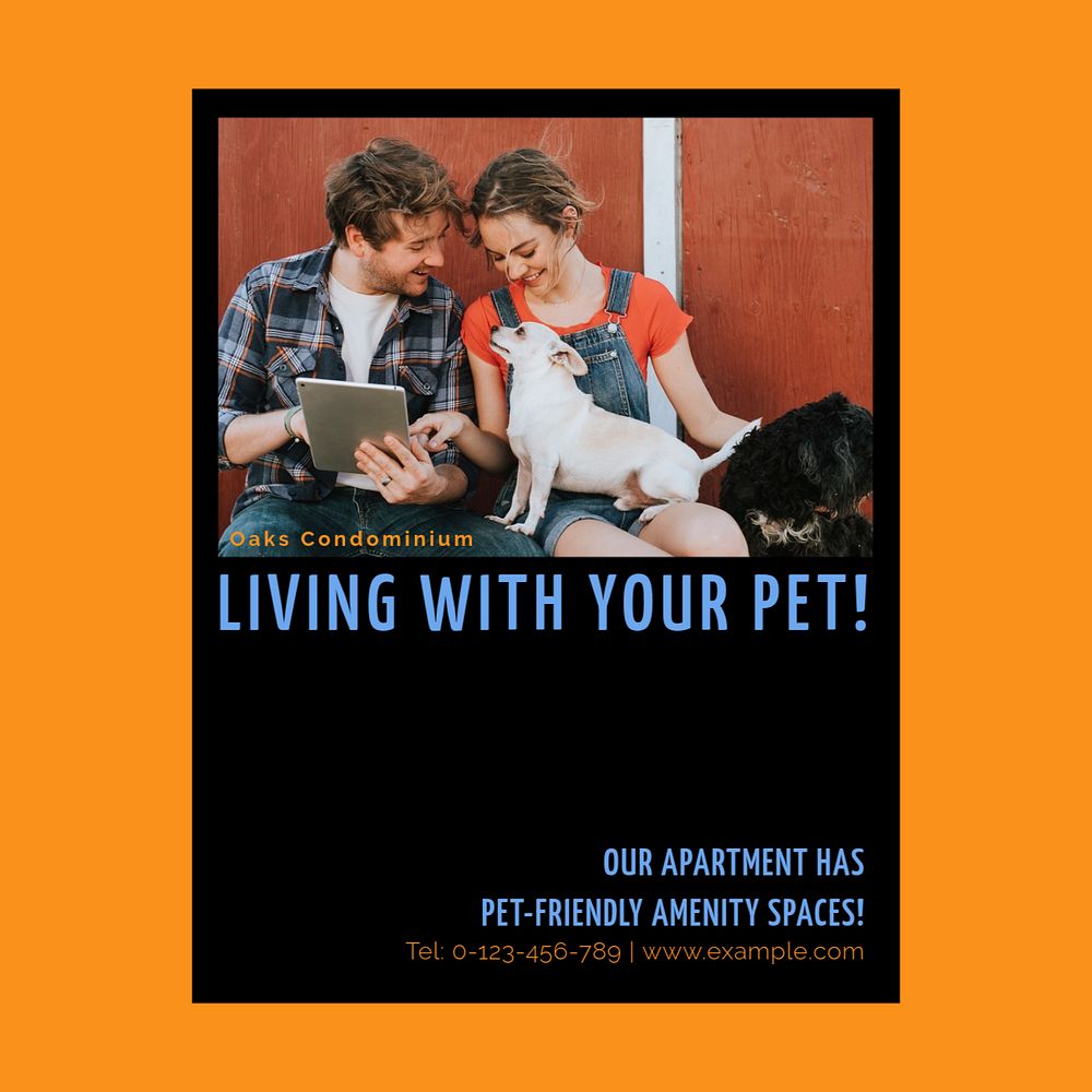 Pet-friendly apartment Instagram post template, editable social media ad