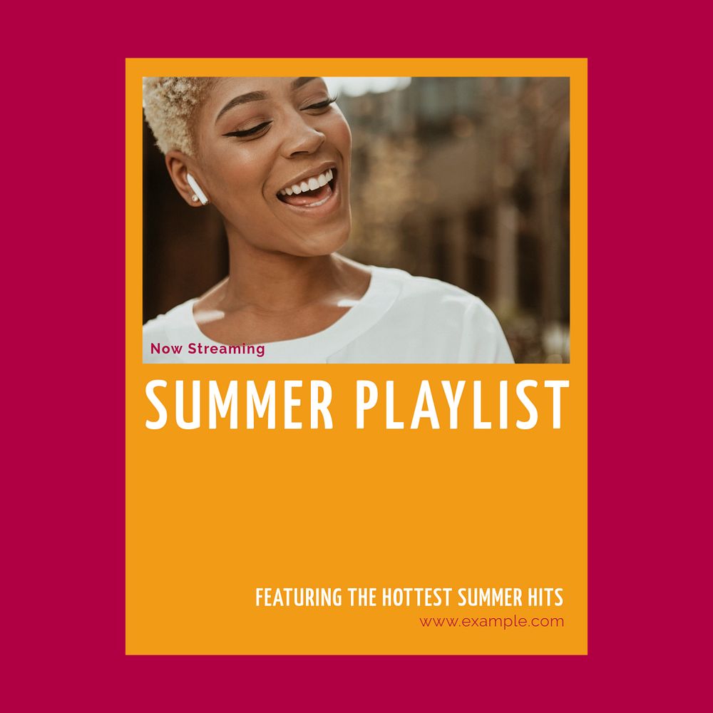 Summer playlist Instagram post template, editable social media ad