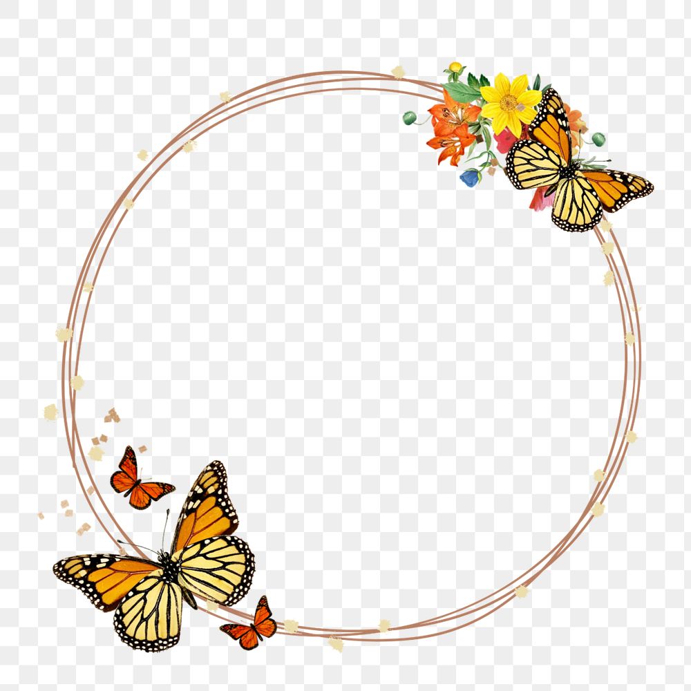 Monarch butterfly frame, png creative remix, editable design