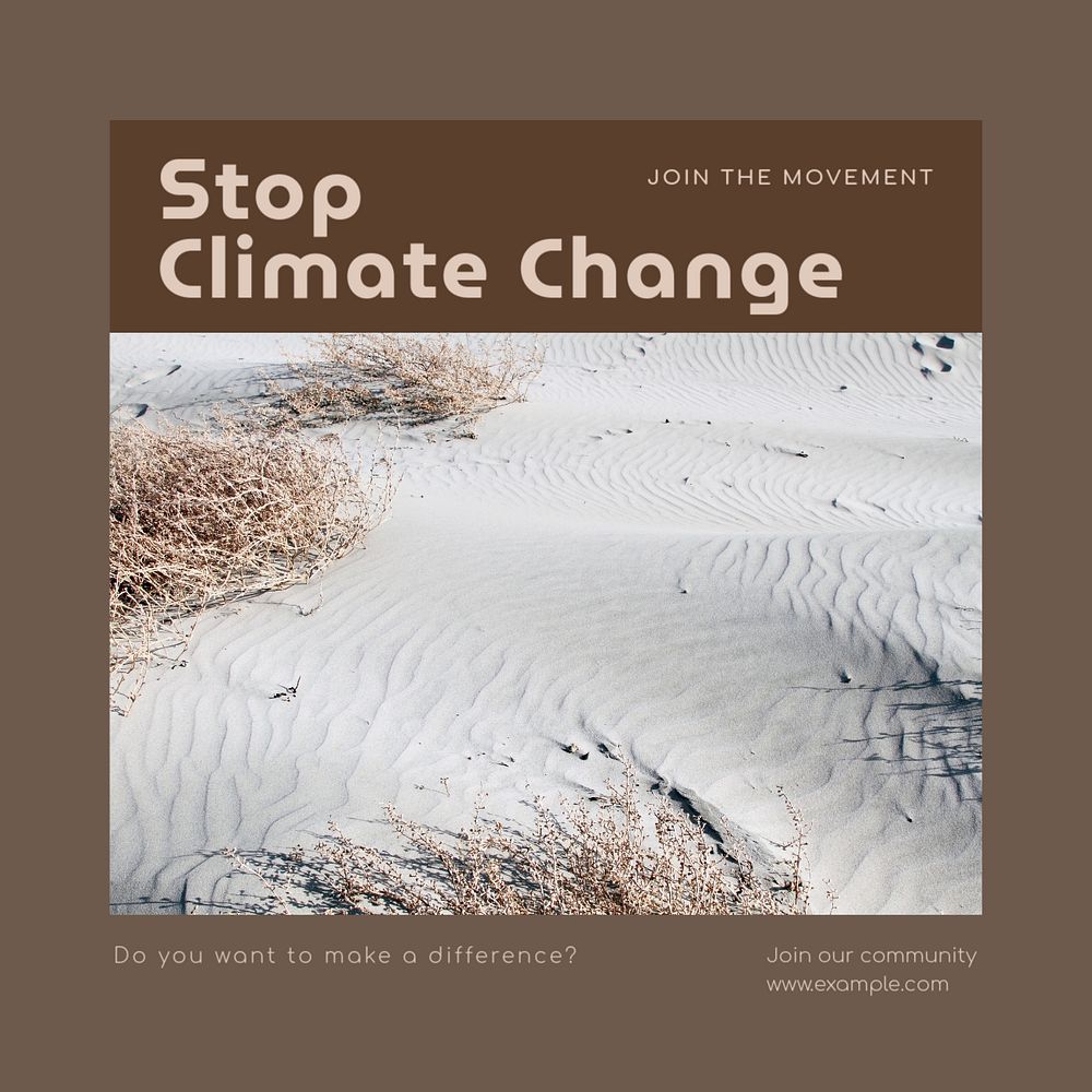 Stop climate change Instagram post template, editable social media ad