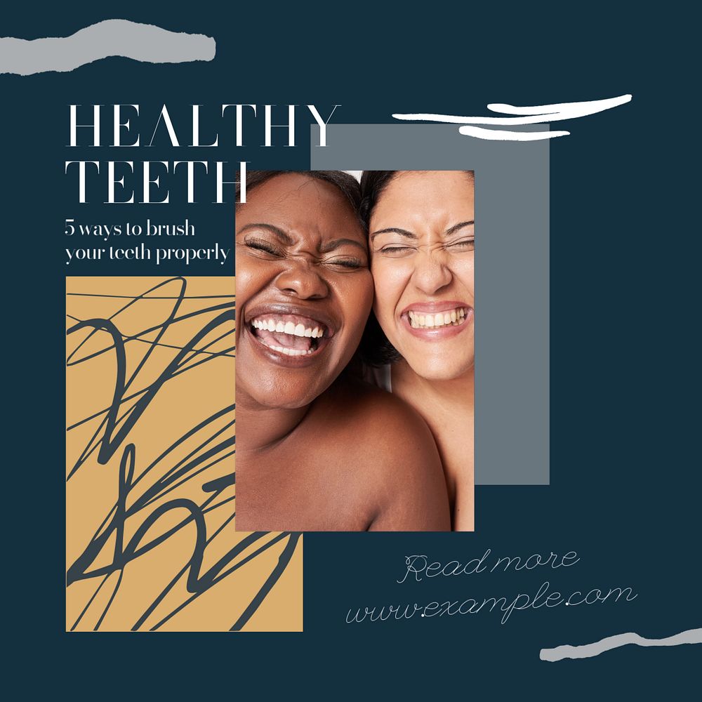 Healthy teeth Instagram post template, editable social media ad