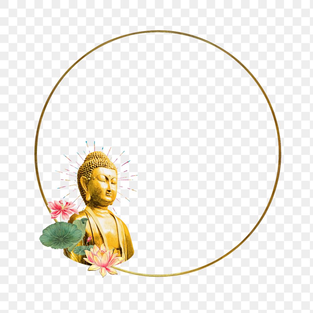 Buddha statue circle frame png, editable design