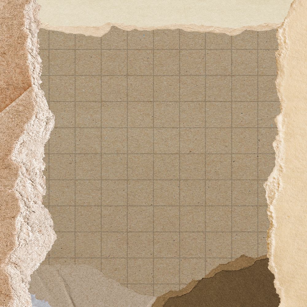 Editable ripped brown paper frame, collage design