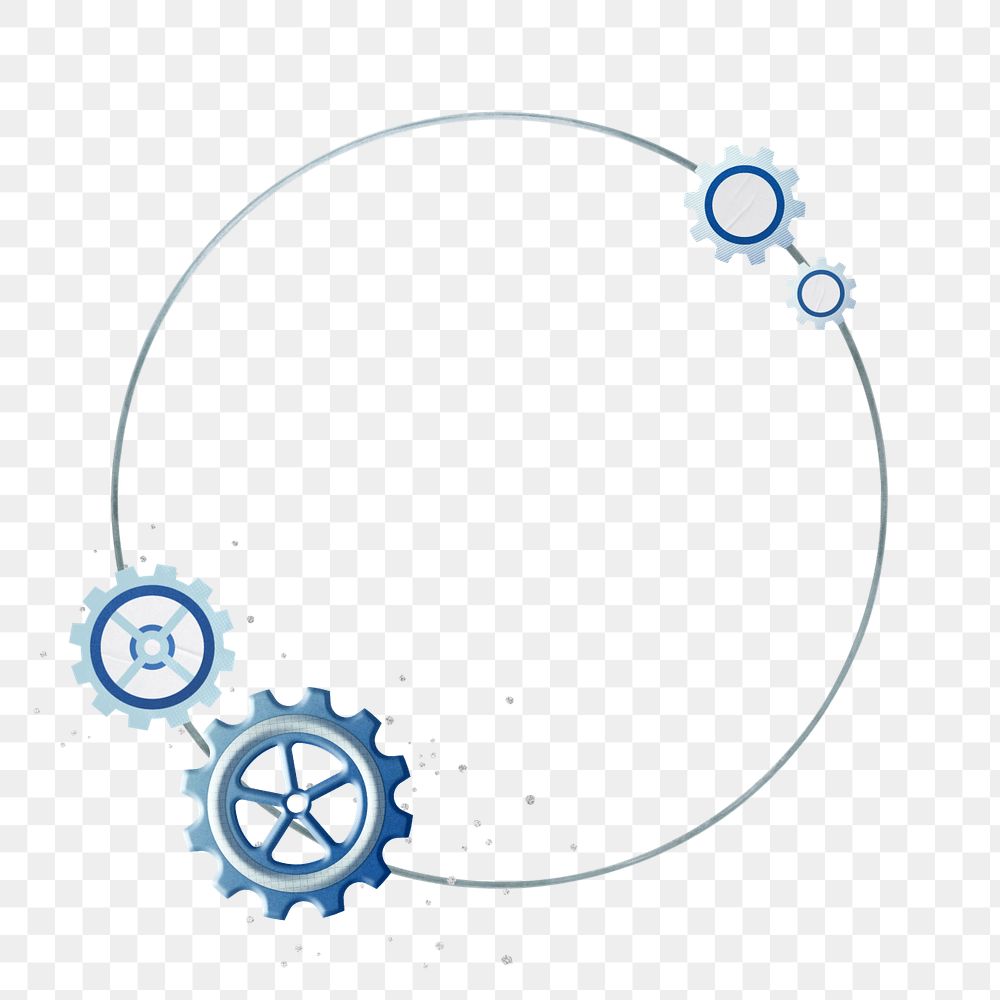 Business cogwheel circle frame png, creative remix, editable design