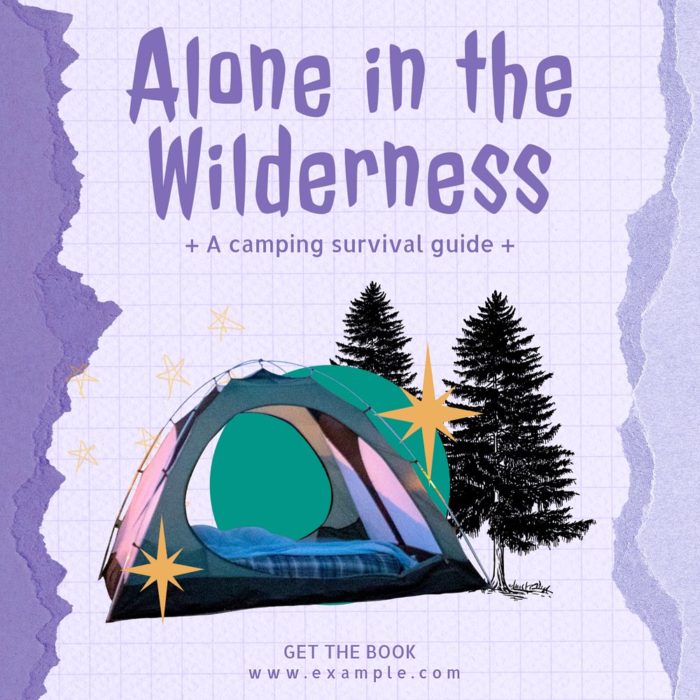 Camping alone Instagram post template, editable design