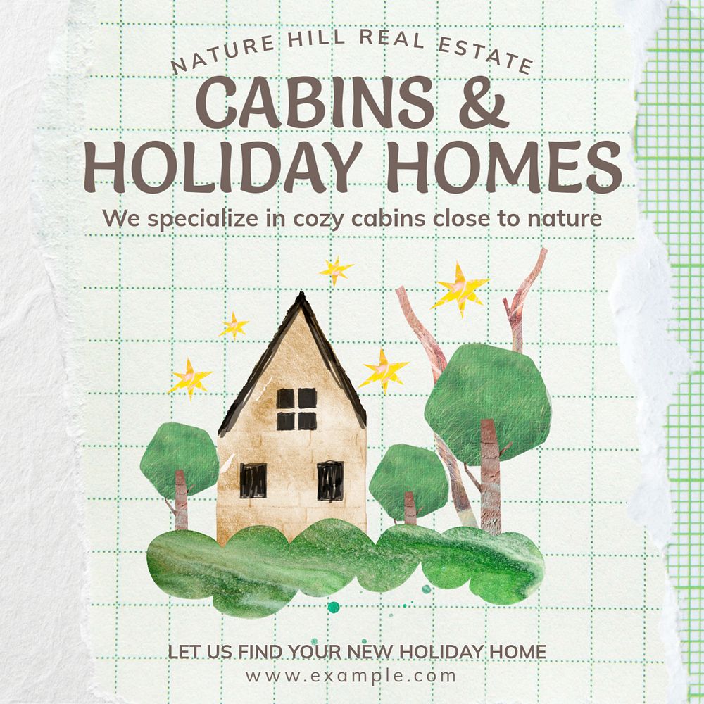 Holiday homes Instagram post template, editable design