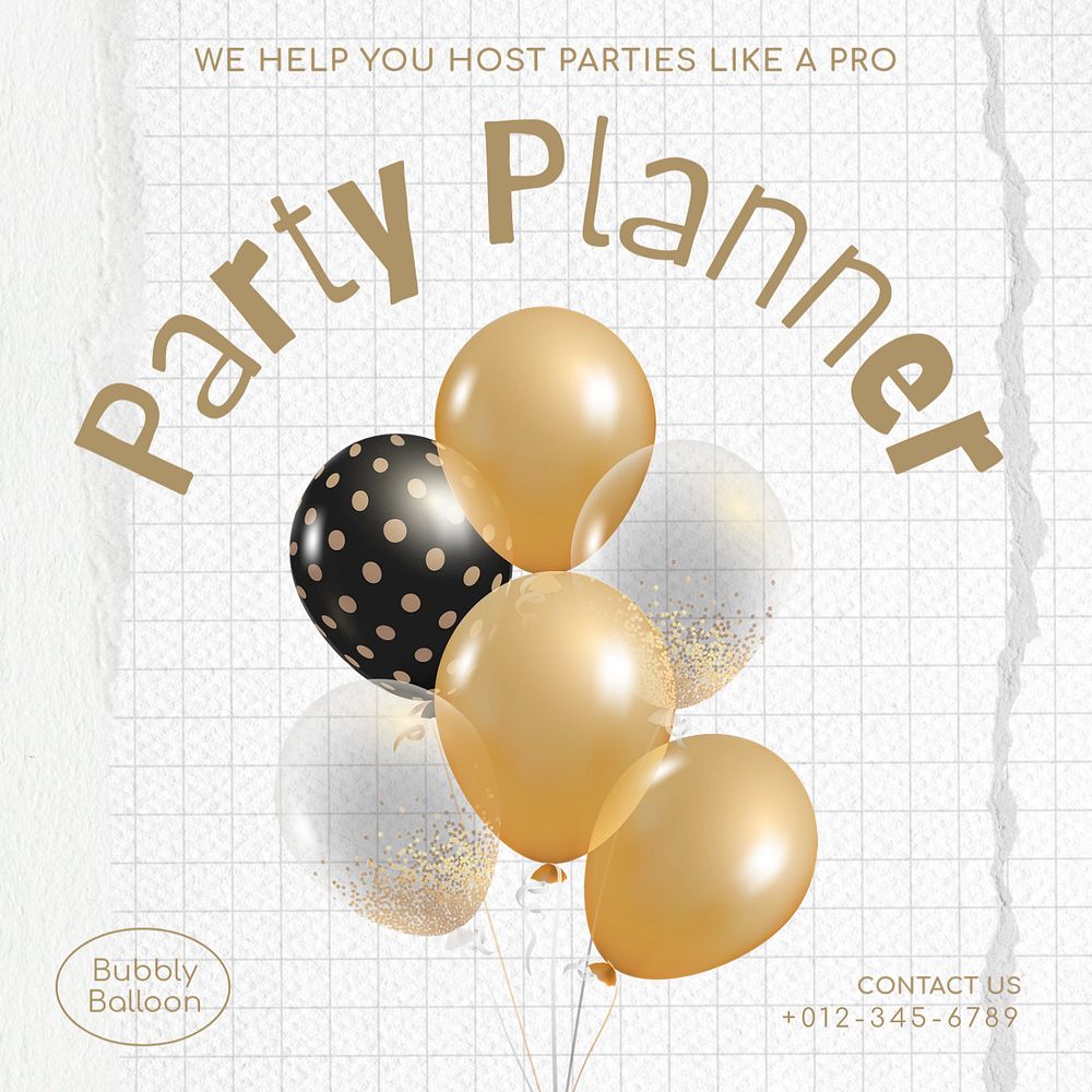 Party planner Instagram post template, editable design