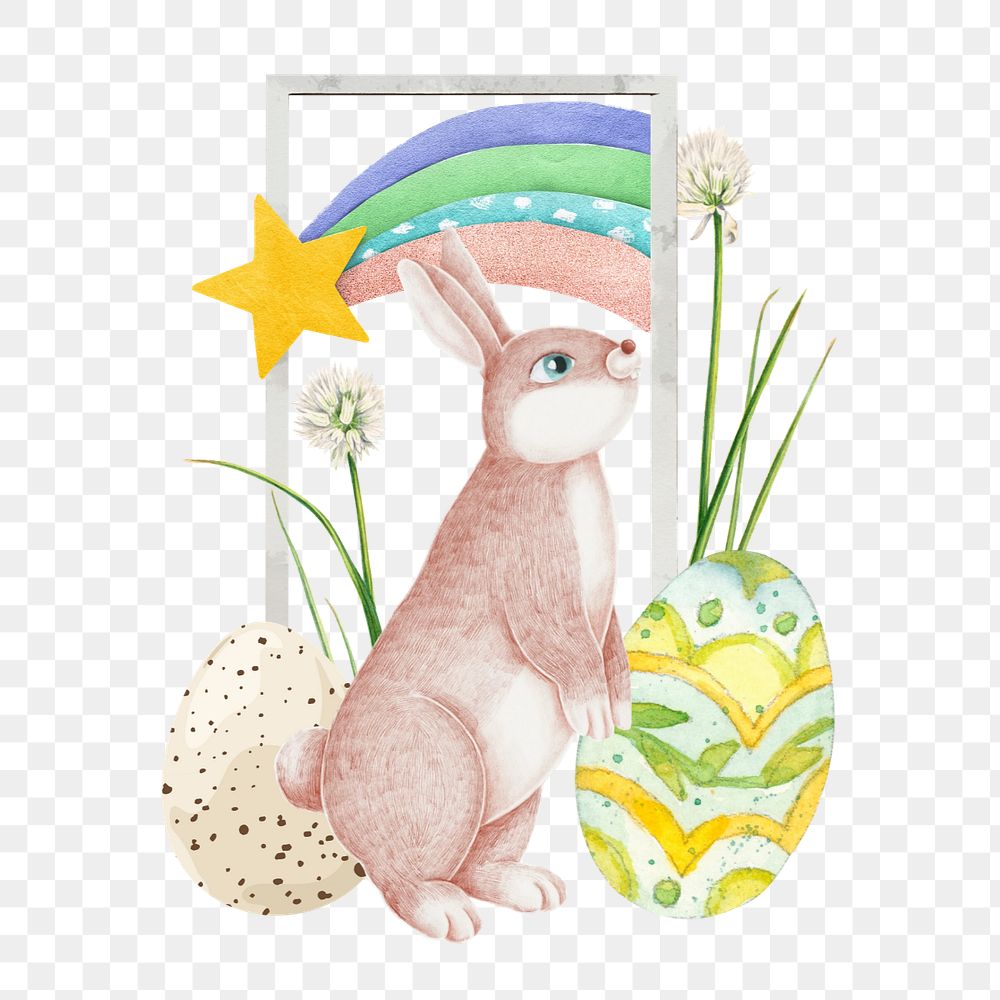 Easter bunny and eggs, png creative remix, editable design