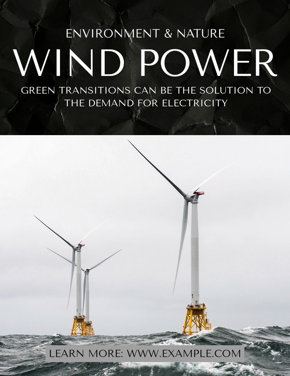 Wind power flyer template, editable text & design