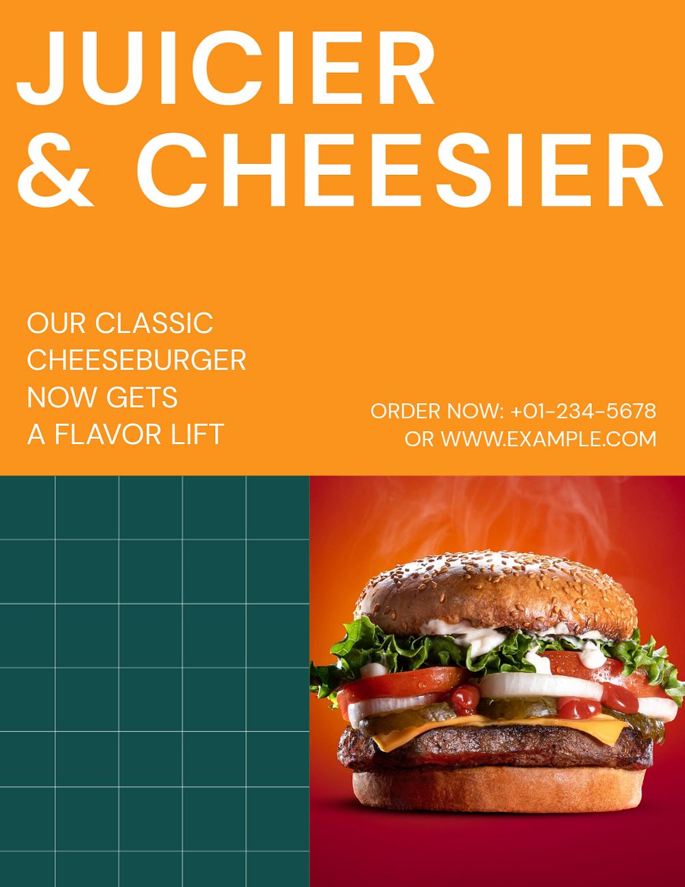 Cheeseburger shop flyer template, editable text & design