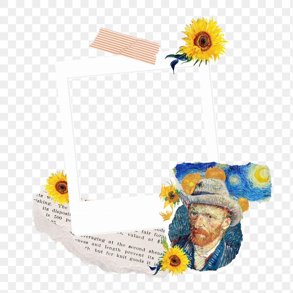 Instant film frame element, editable Van Gogh's self-portrait collage design, remixed by rawpixel