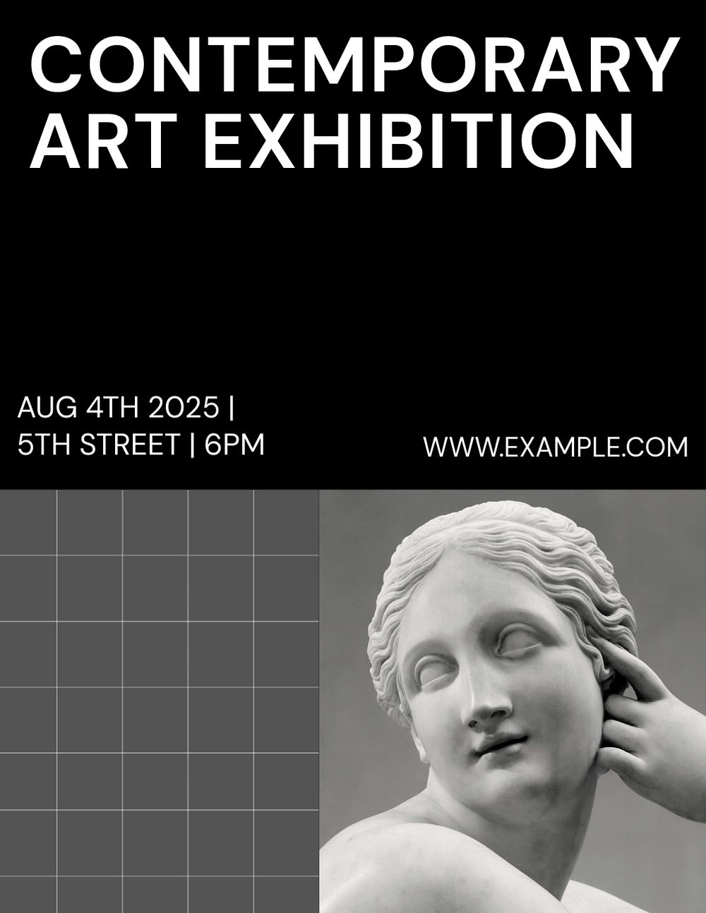 Art exhibition flyer template, editable text & design