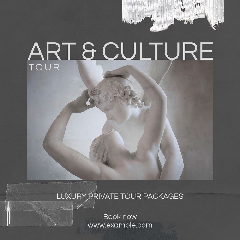 Art tour Instagram post template, editable design