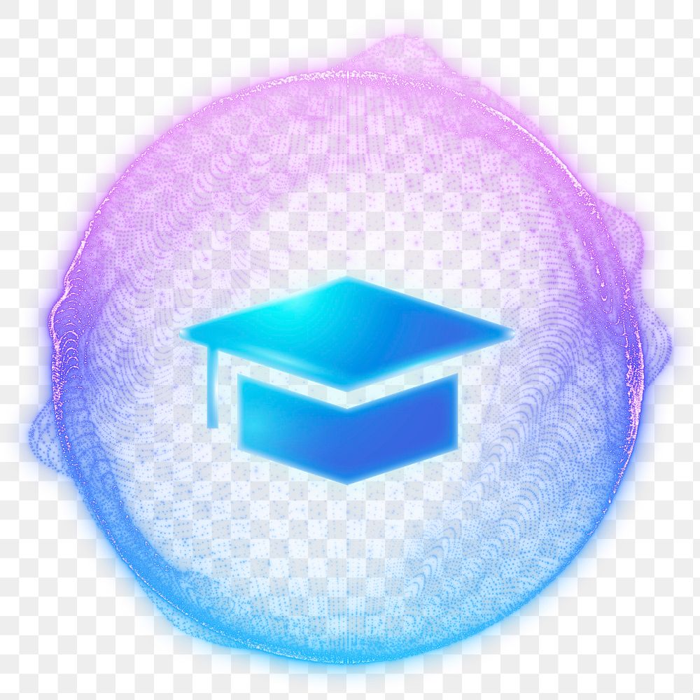 Editable graduation cap png element, e-learning technology