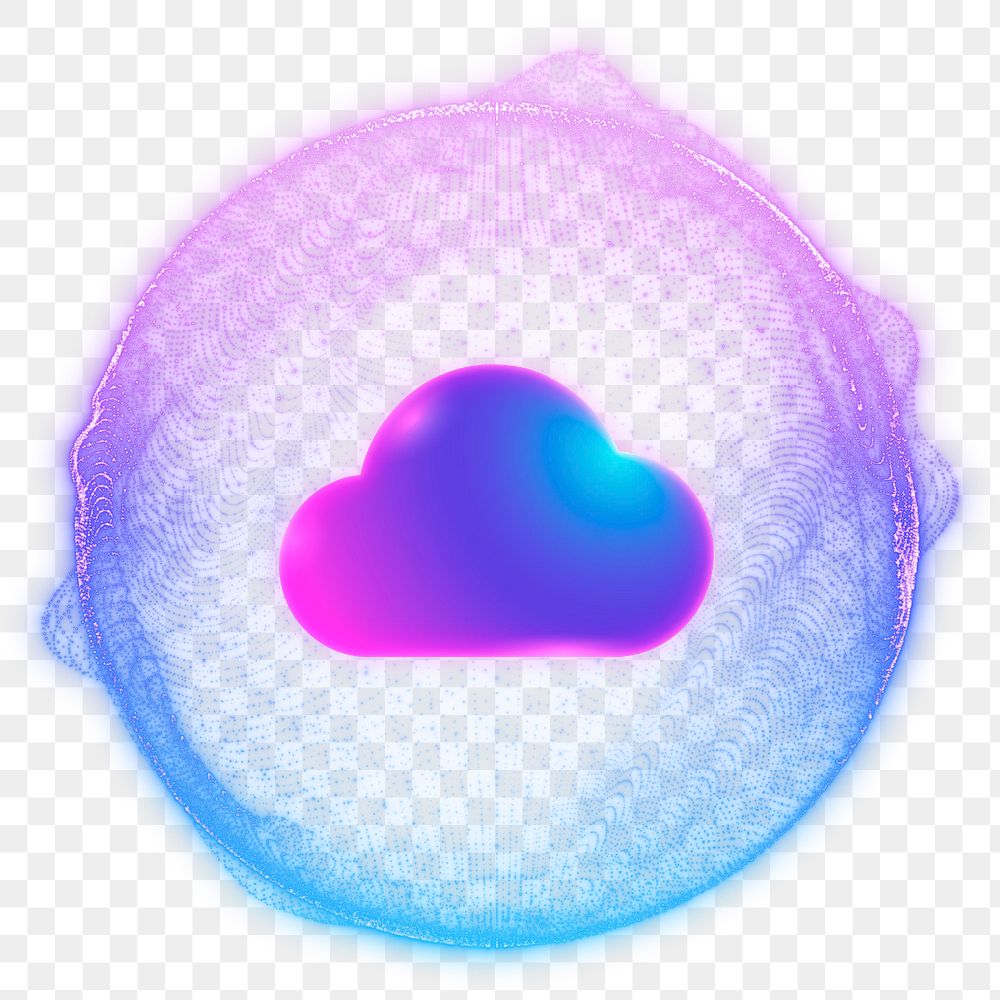 Editable cloud network png element, digital storage