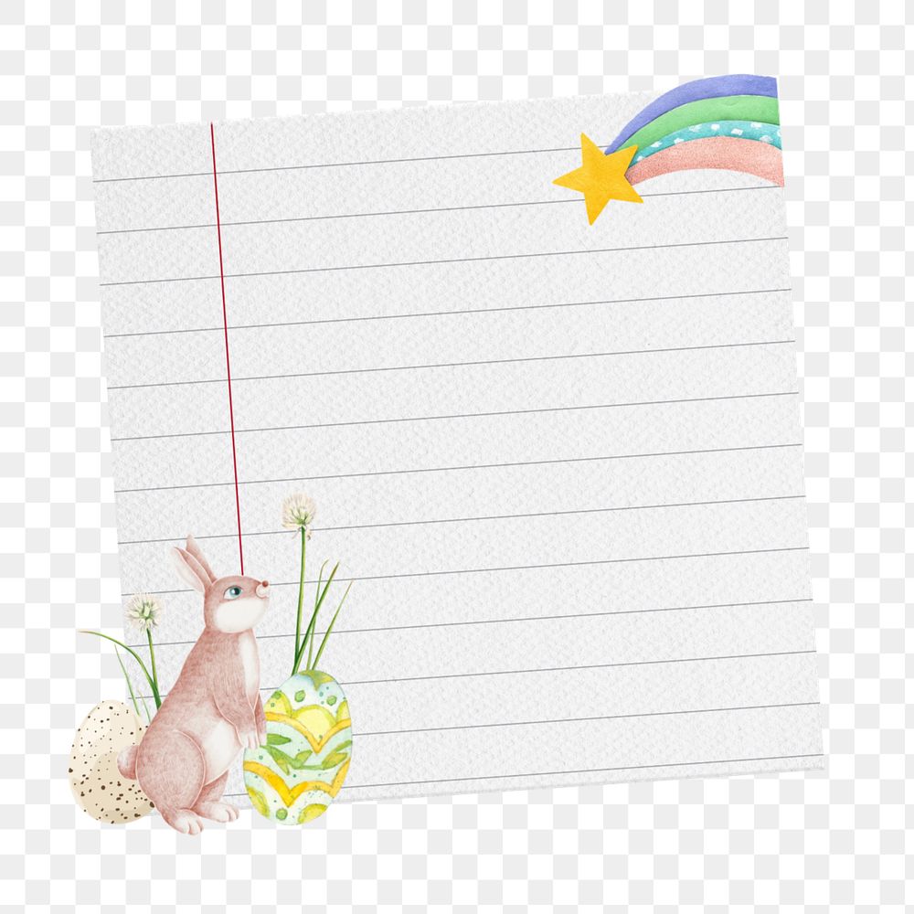 Easter bunny png, note paper remix, editable design