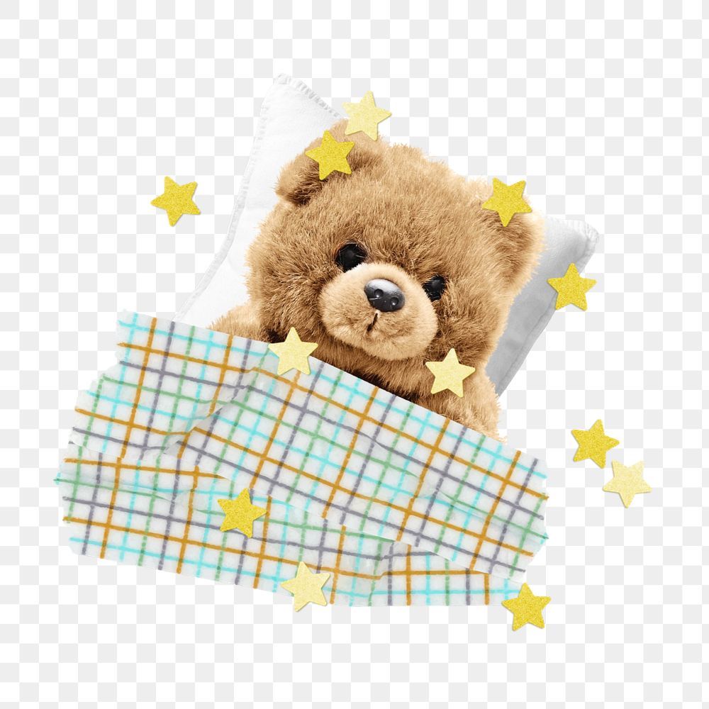 Cute teddy bear, png creative remix, editable design