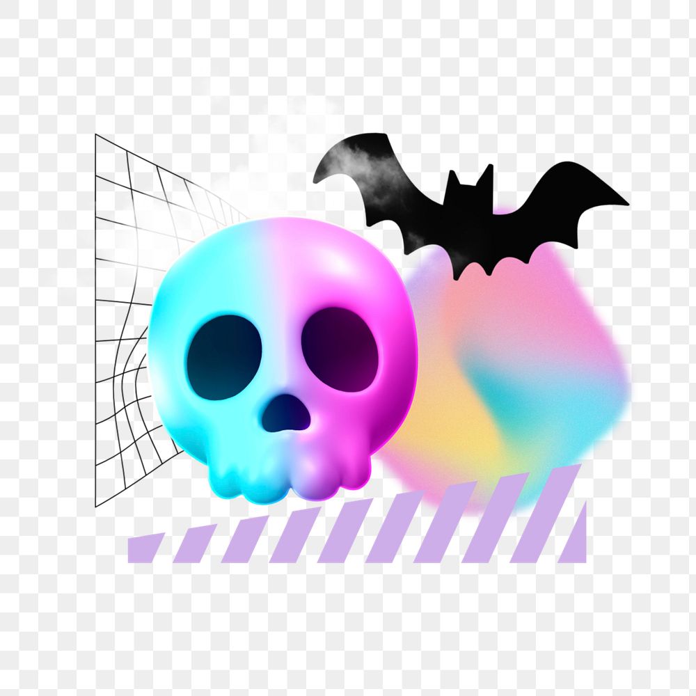 Halloween skull png, creative 3D remix, editable design