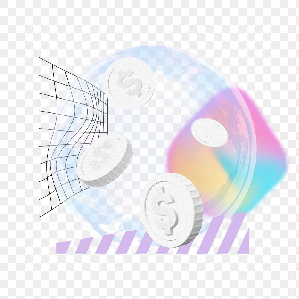 Coins in bubble png, creative financial remix, editable design