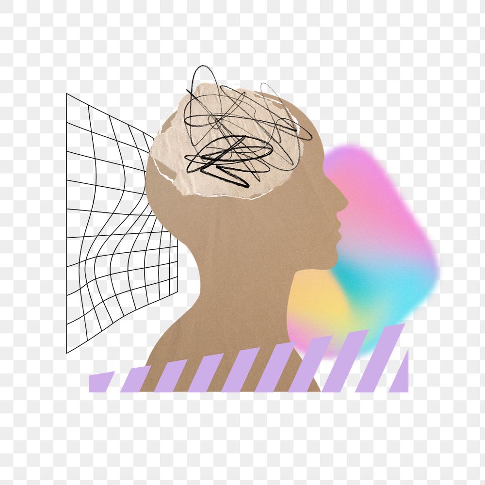 Scribbled brain png, mental health remix, editable design