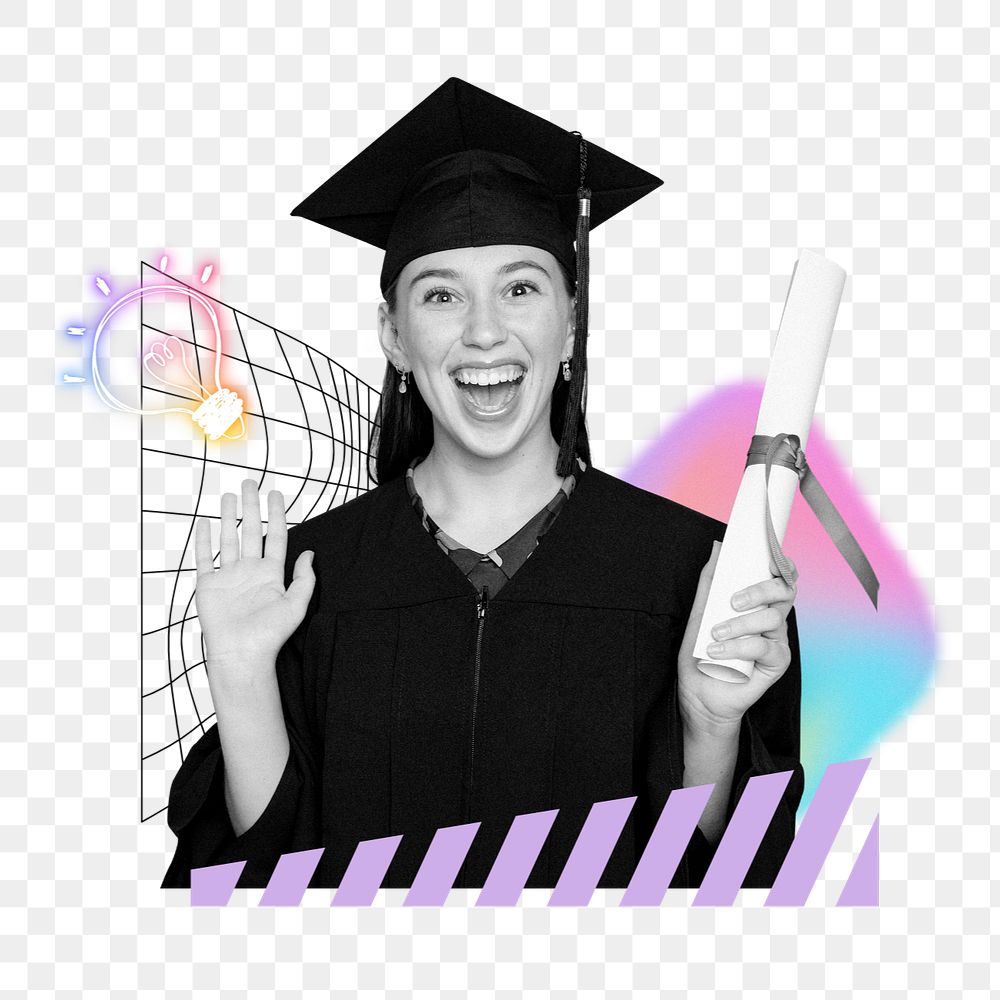 Happy graduate png, creative education remix, editable design