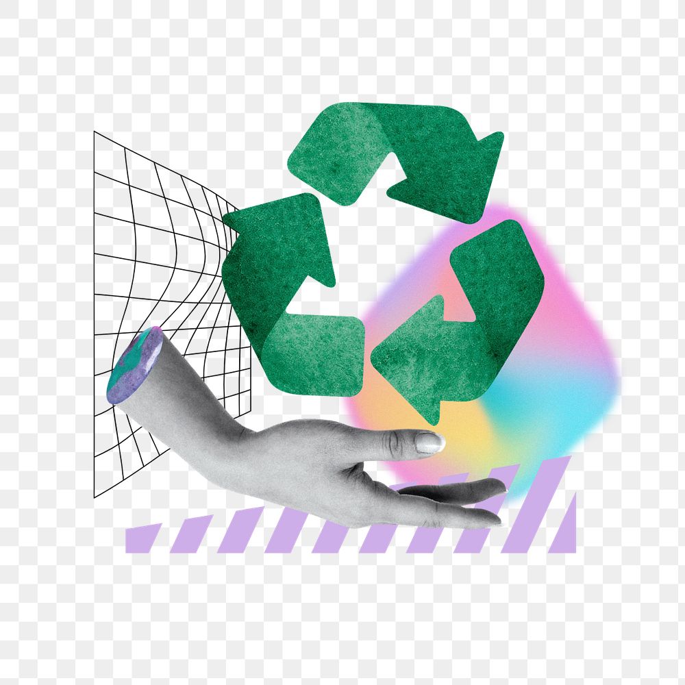 Creative recycling remix png, environment graphics, editable design