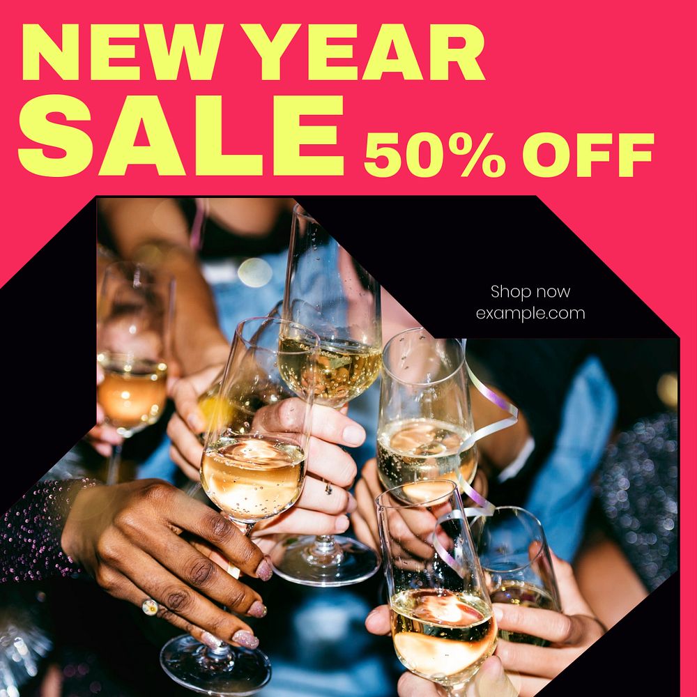 New year sale Facebook post template, editable social media ad