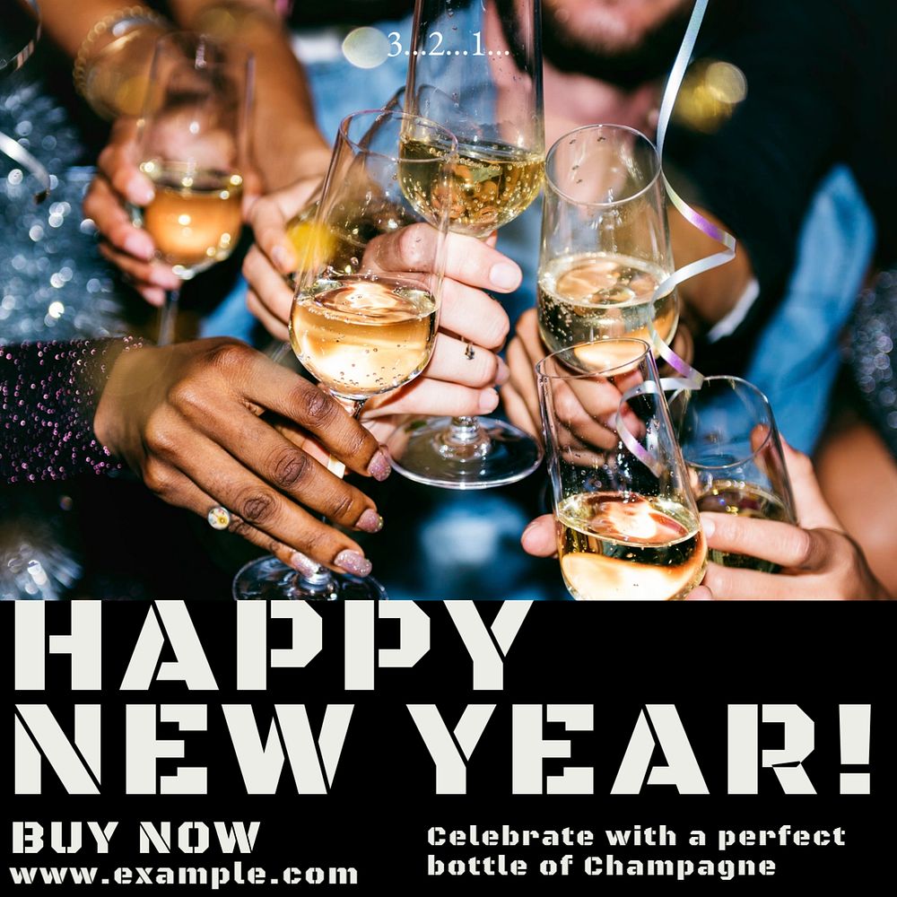 Champagne advertisement Facebook post template, editable social media ad