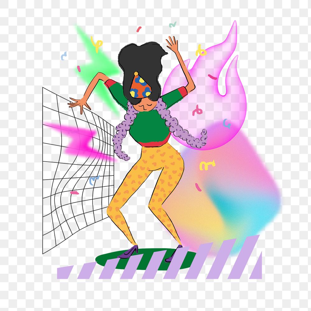 Woman dancing to music png, hobby remix, editable design