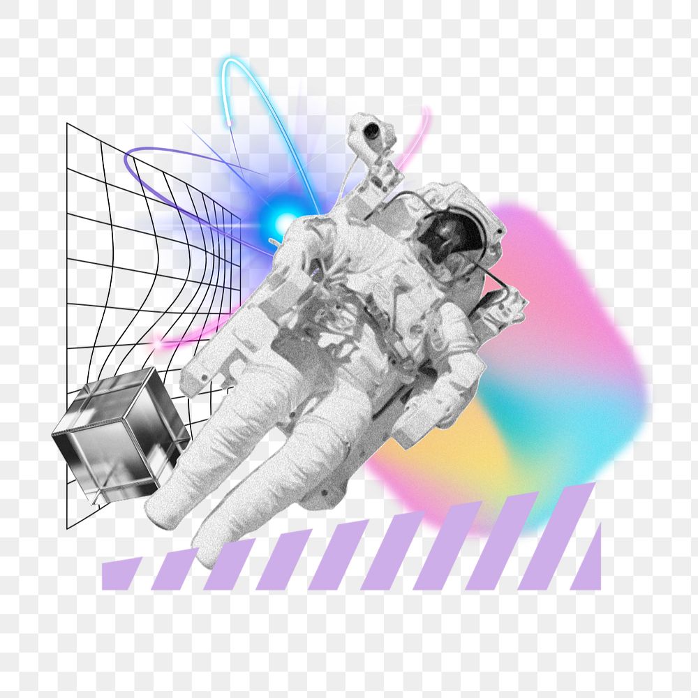 Floating astronaut png, space technology remix, editable design