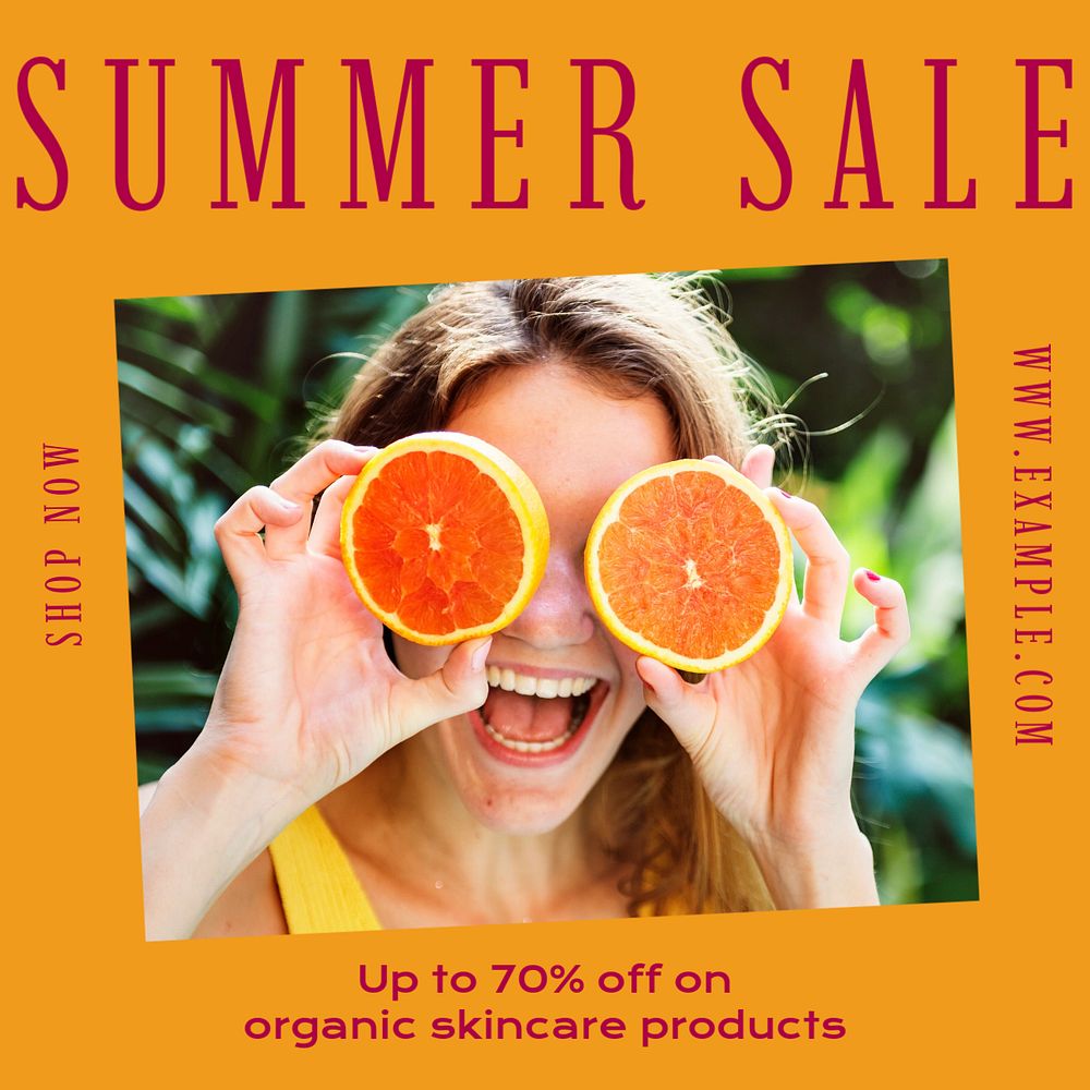 Summer sale Facebook post template, editable social media ad