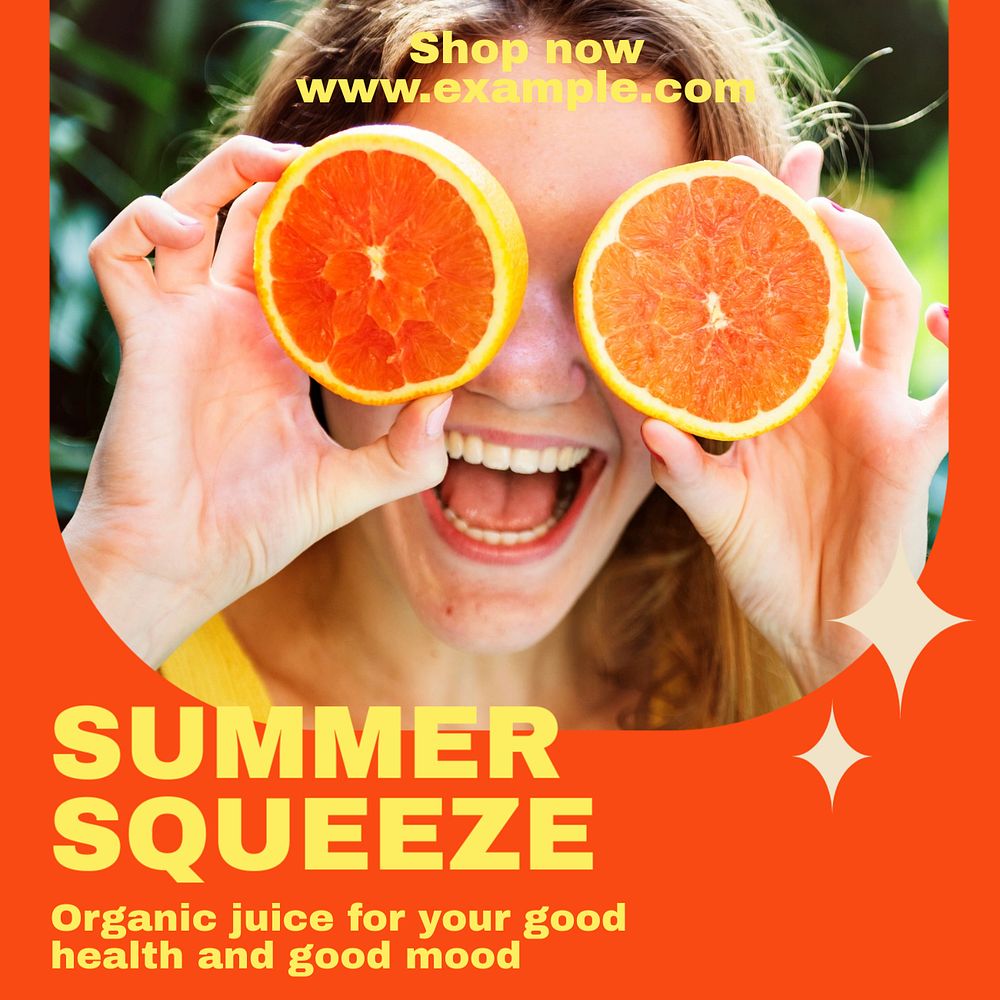 Organic juice Facebook post template, editable social media ad