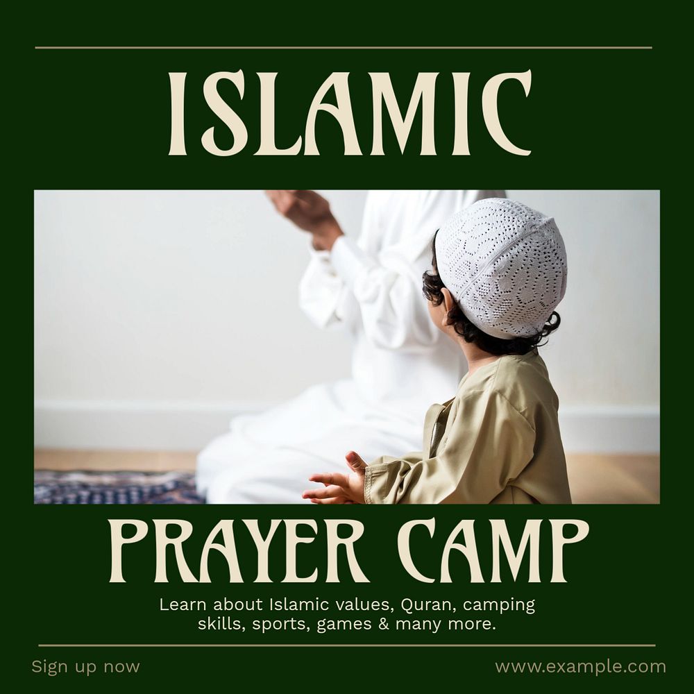 Islamic prayer camp Facebook post template, editable social media ad