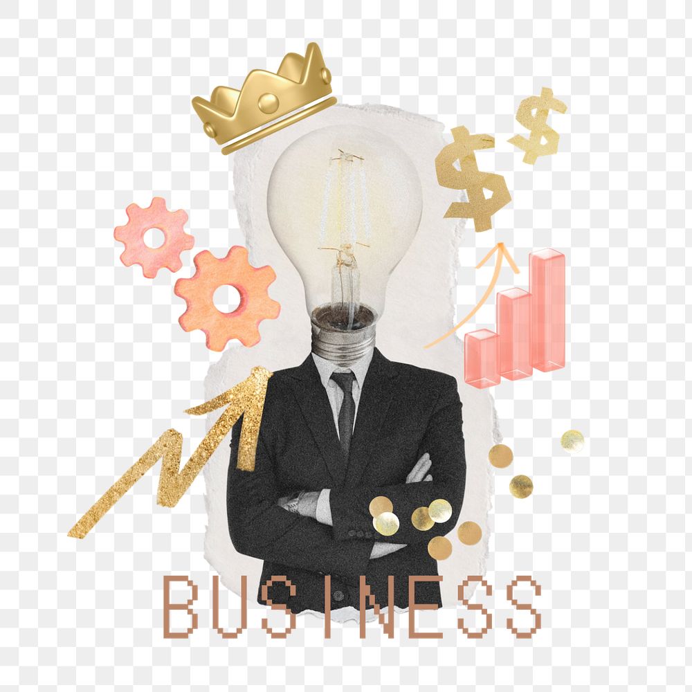 Business investment png element, editable collage remix design