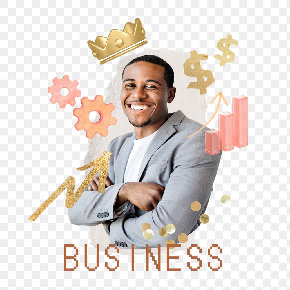 Black business png element, editable collage remix design