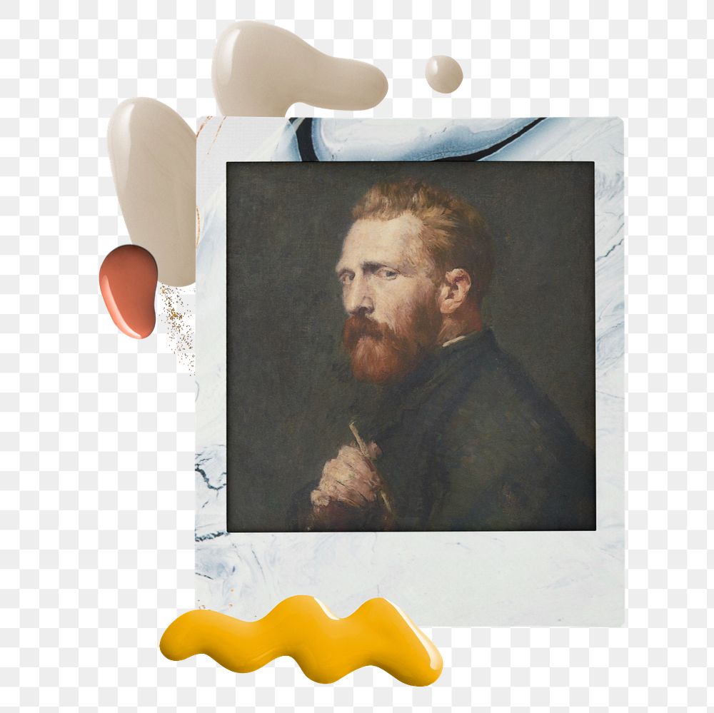 Instant film png mockup element,  Portrait of Van Gogh by John Russell transparent background. Remixed by rawpixel.