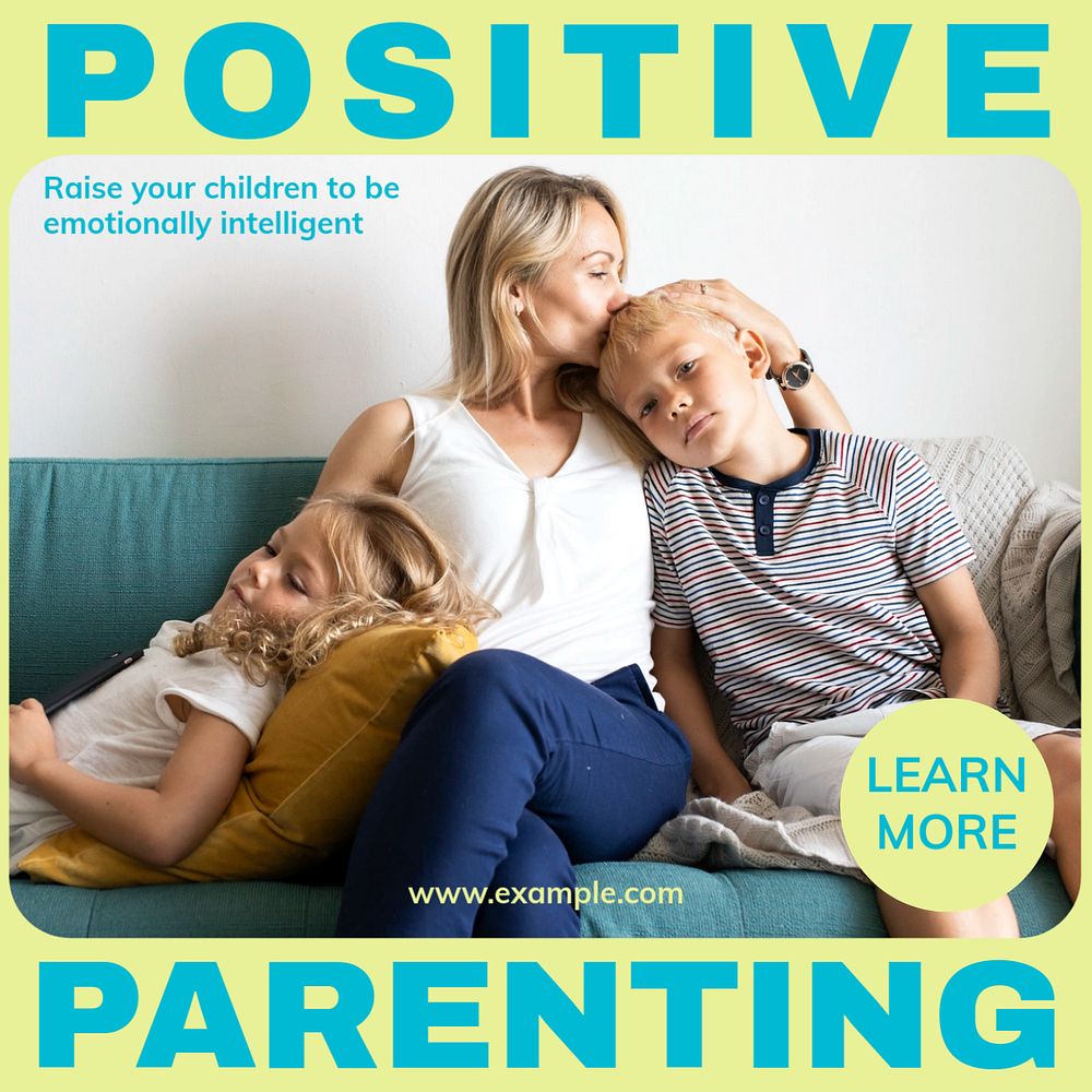 Positive parenting Facebook post template, editable social media ad