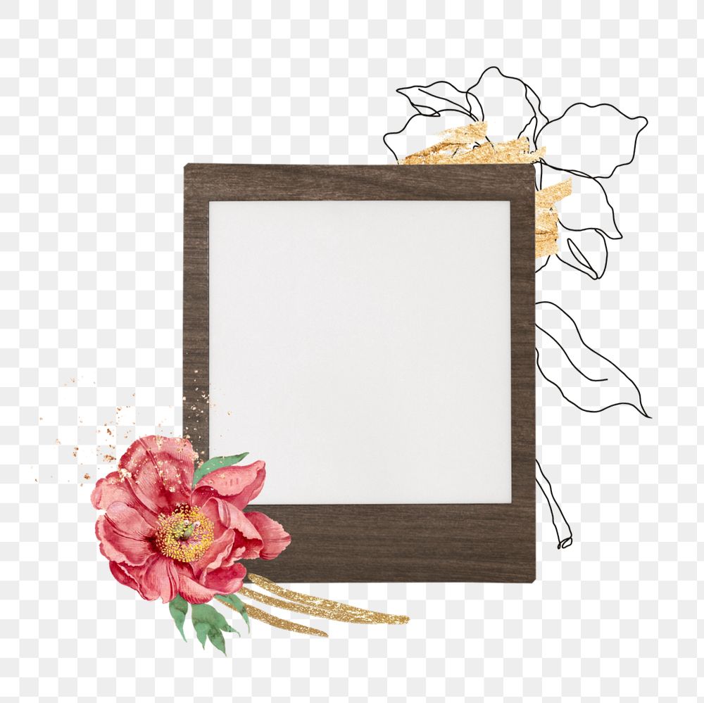 Png instant photo frame mockup element, editable design transparent background