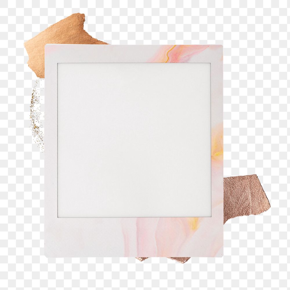 Png instant film frame mockup element, transparent background