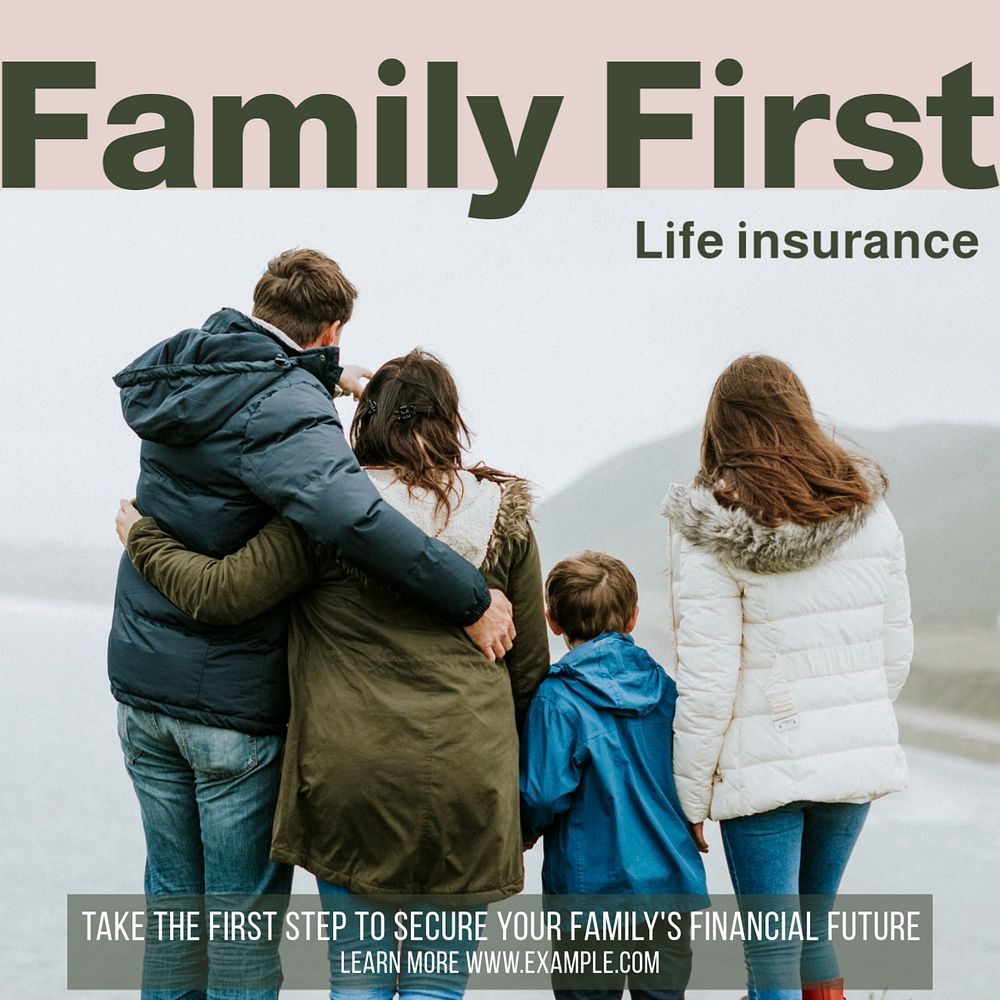 Life insurance Facebook post template, editable social media ad