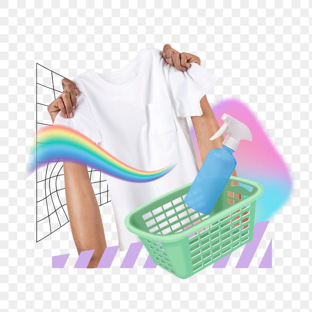 Hands doing laundry png, house chore remix, editable design