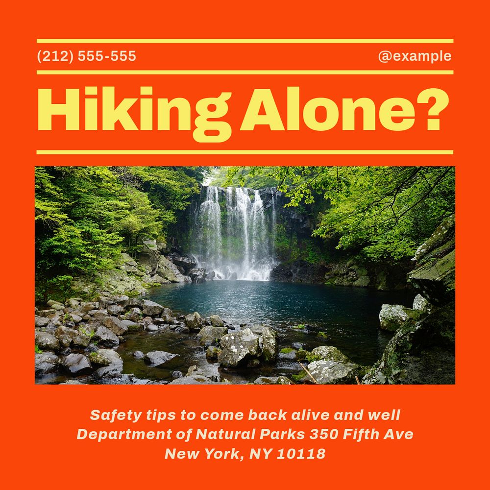 Hiking safety nature Facebook post Premium Editable Template rawpixel