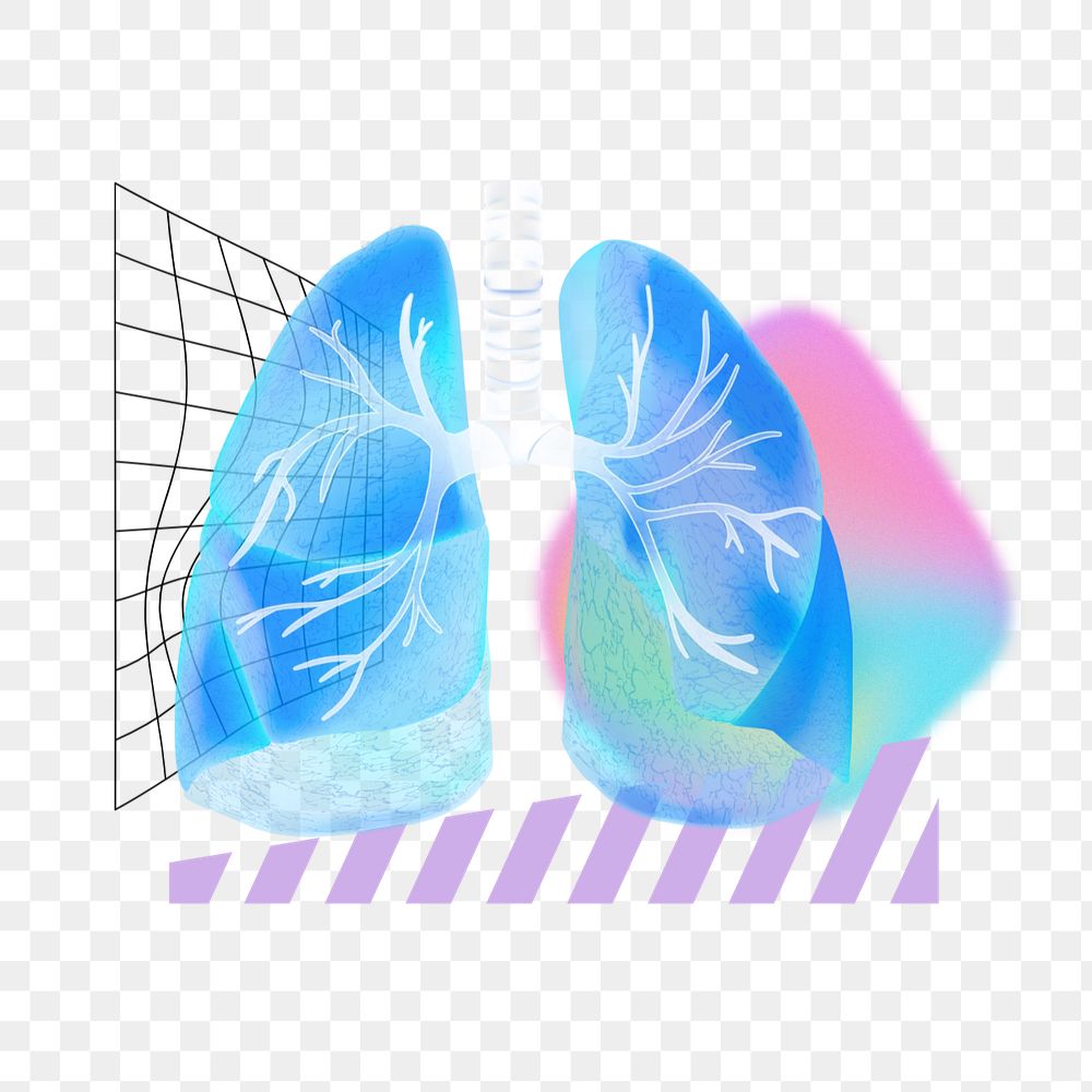 Clean lungs png, health technology remix, editable design